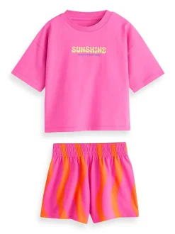 Rose/vert imprimé ondulé vif - Pyjama court 3 Pack (3-16ans)