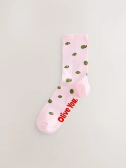 Rose/vert 'Olive You' - Paquet de chaussettes de cheville 4