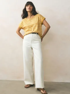 Rose/vert/blanc/jaune rayé/imprimé palmier - Lot de 5 T-shirts à mancherons