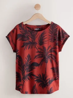 Rose/vert/blanc/jaune rayé/imprimé palmier - Lot de 5 T-shirts à mancherons