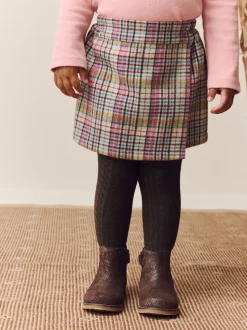 Rose/vison - Ensemble jupe à carreaux et collants (3mois-7ans)