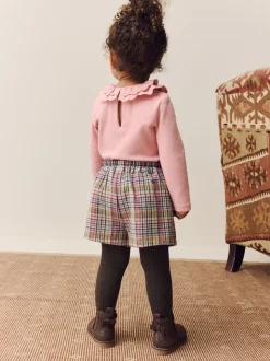 Rose/vison - Ensemble jupe à carreaux et collants (3mois-7ans)