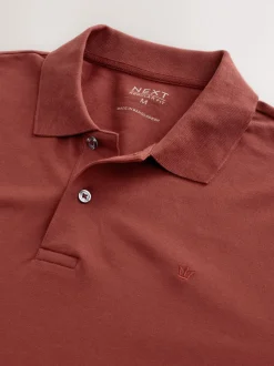 Rouge - Ajustement régulier - Polo à manches longues en piqué