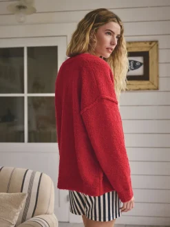 Rouge - Cardigan bouclé