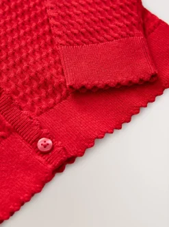Rouge - Cardigan scolaire en maille torsadée riche en coton (3-16ans)