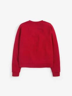 Rouge - Cardigan scolaire en jersey à poches volantées en coton riche (3-16ans)