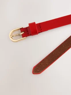 Rouge - Ceinture fine en cuir