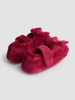 Rouge - Chaussons JoJo Maman Bébé Ballerines en velours à nœud