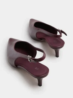 Rouge - Chaussures Long Tall Sally V Cut Kitten à talon à bride arrière