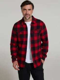 Rouge - Chemise Mountain Warehouse Trace homme en flanelle à manches longues