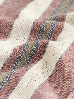 Rouge - Chemise texturée rayée à manches courtes