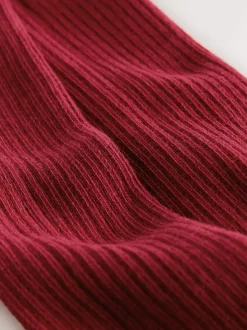 Rouge - Collant côtelé en coton majoritaire