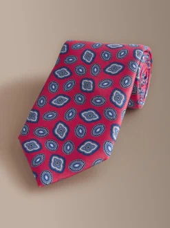 Rouge - Cravate géométrique en soie Signature italienne
