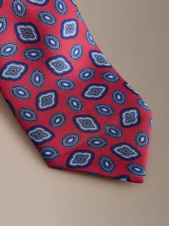 Rouge - Cravate géométrique en soie Signature italienne