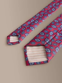 Rouge - Cravate géométrique en soie Signature italienne