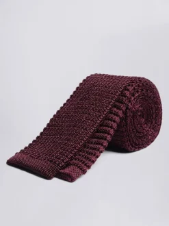 Rouge - Cravate moss en soie tricotée