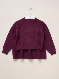 Rouge - Ensemble pull et jupe Miss en maille