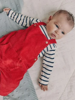 Rouge - Ensemble salopette et body en velours côtelé (0mois-2ans)