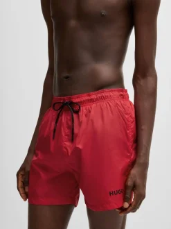 Rouge - HUGO Short de bain doublé avec logo contrasté