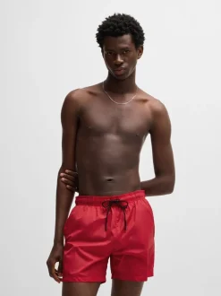 Rouge - HUGO Short de bain doublé avec logo contrasté
