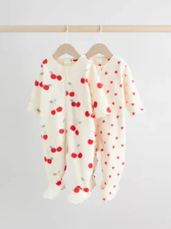 Rouge - Lot de 2 dors-bien bébé en micro polaire avec fermeture éclair bidirectionnelle