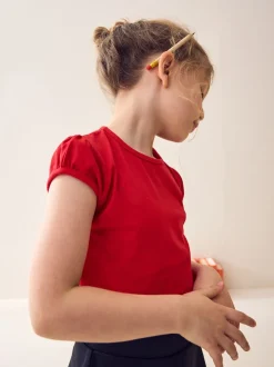 Rouge - Lot de 2 t-shirts à manches bouffantes (3-16ans)