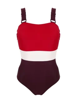 Rouge - Maillot de bain Pour Moi Palm Springs color block pour le contrôle du ventre