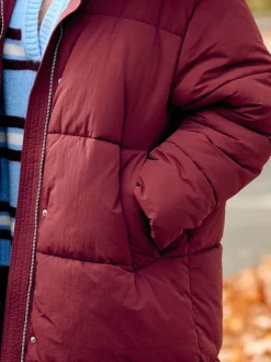 Rouge - Manteau long rembourré imperméable