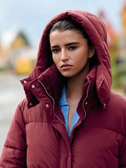 Rouge - Manteau long rembourré imperméable