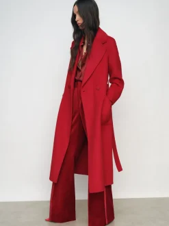 Rouge - Manteau Reiss Lucia en laine Blend à double boutonnage à coutures invisibles