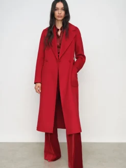 Rouge - Manteau Reiss Lucia en laine Blend à double boutonnage à coutures invisibles