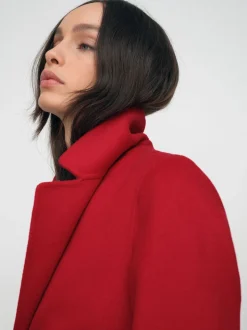 Rouge - Manteau Reiss Lucia en laine Blend à double boutonnage à coutures invisibles