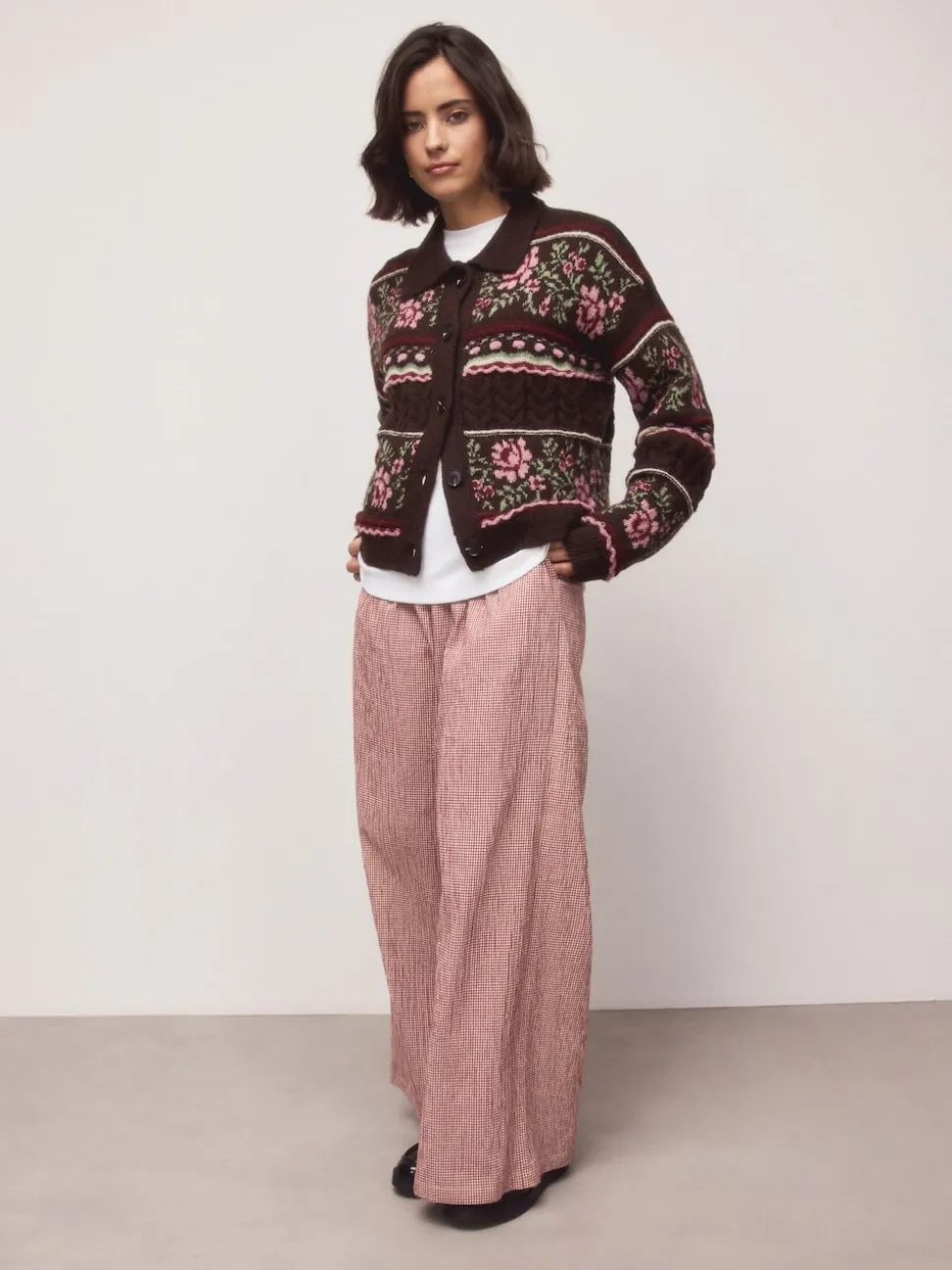 Rouge - Pantalons Jambe large Vichy