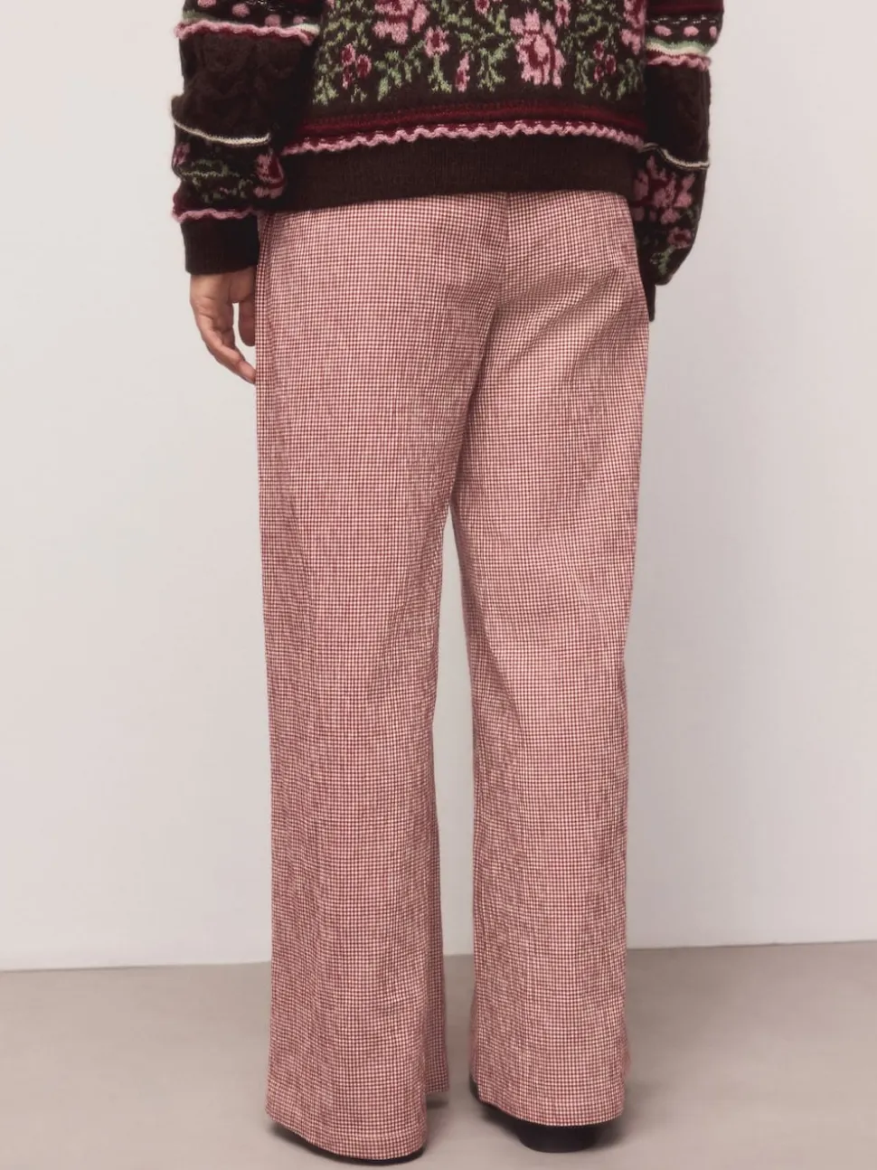 Rouge - Pantalons Jambe large Vichy