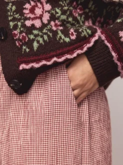 Rouge - Pantalons Jambe large Vichy