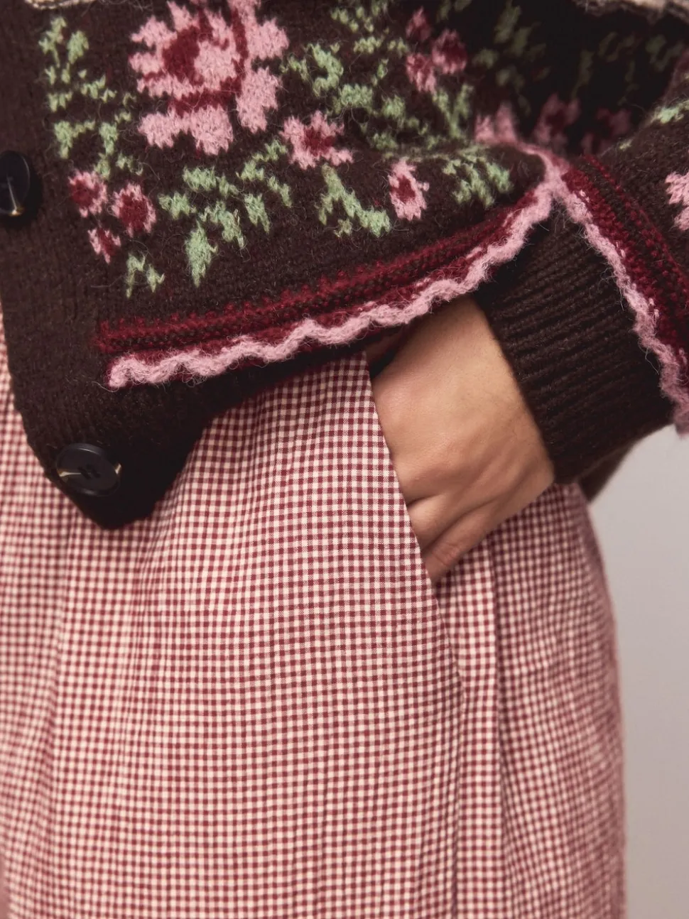 Rouge - Pantalons Jambe large Vichy