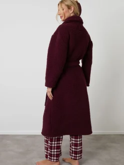 Rouge - Peignoir Threadbare douillet en imitation peau de mouton