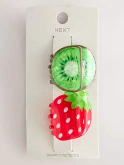 Rouge - Pinces à cheveux fraise et kiwi