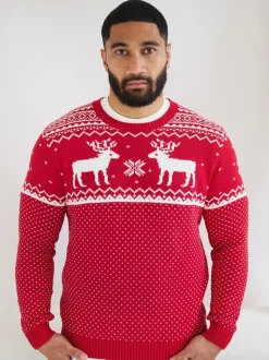 Rouge - Pull The Little Tailor à motif jacquard et renne de Noël