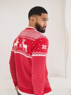 Rouge - Pull The Little Tailor à motif jacquard et renne de Noël