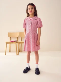 Rouge - Robe d'école Vichy à col festonné Cotton Rich (3-14ans)