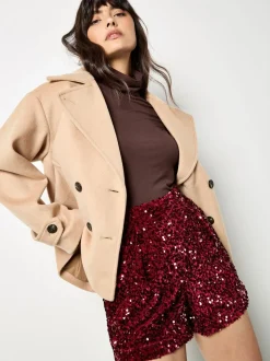 Rouge - Shorts à Sequins en velours Apricot