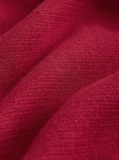 Rouge - Uni - Pull N.Premium Coupe classique 100% Coton Premium à fermeture éclair