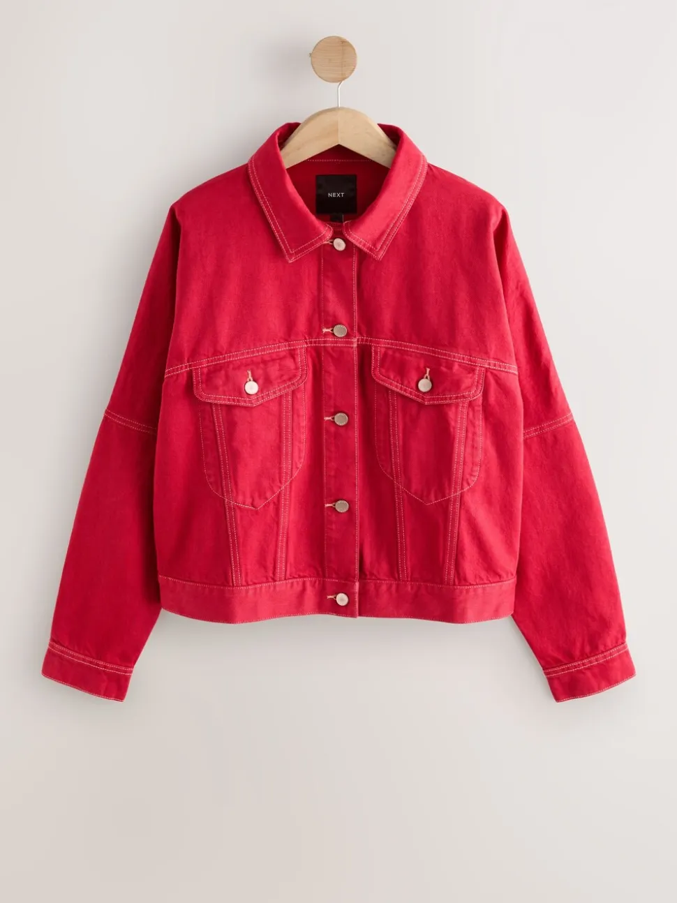 Rouge - Veste Denim oversize coupe décontractée style camionneur