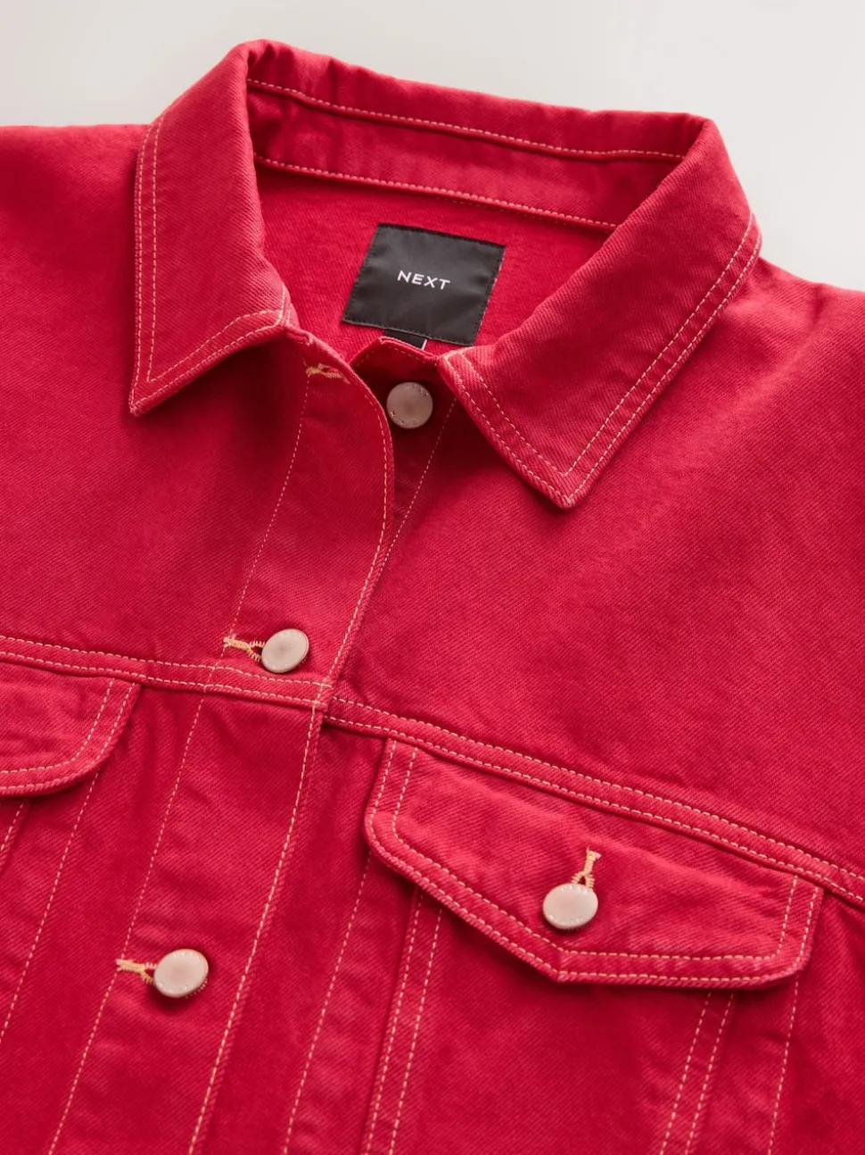 Rouge - Veste Denim oversize coupe décontractée style camionneur