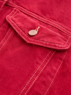 Rouge - Veste Denim oversize coupe décontractée style camionneur