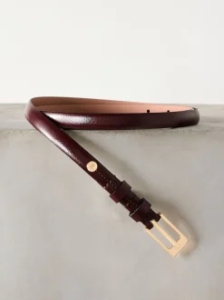 Rouge baie - Ceinture N. Premium Skinny Made In Italie en Cuir