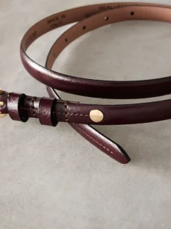 Rouge baie - Ceinture N. Premium Skinny Made In Italie en Cuir