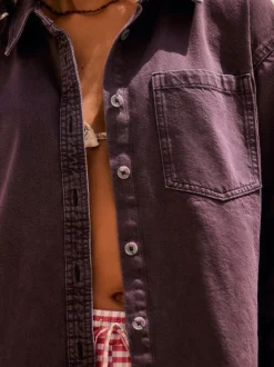 Rouge baie - Chemises oversize en Denim