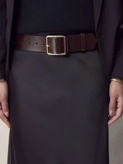 Rouge baie - Large ceinture en cuir N. Premium Made In Italy